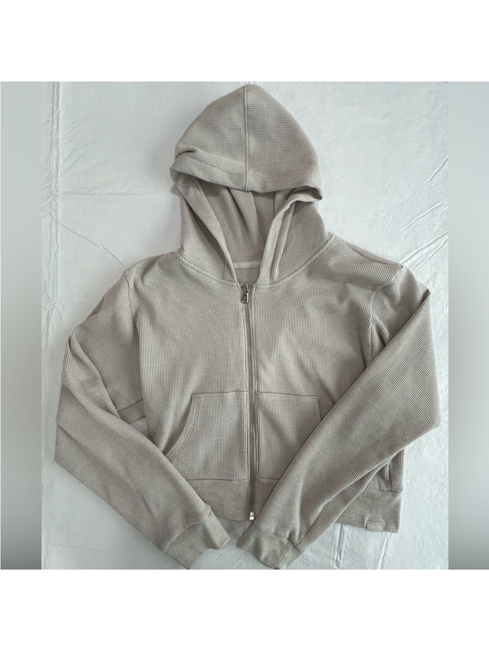 Hollister Women's Zip-Front Hooded Jacket in Light Taupe